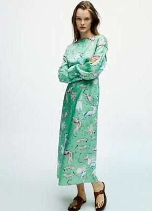 Сукня жіноча ZARA Limited Edition Print Midi Dress S Green 2752\081\512 фото