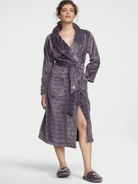 Халат Victoria's Secret Logo Long Cozy Robe Gown Grey 26604453 фото