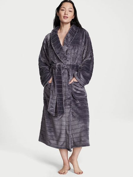 Халат Victoria's Secret Logo Long Cozy Robe Gown Grey 26604453 фото