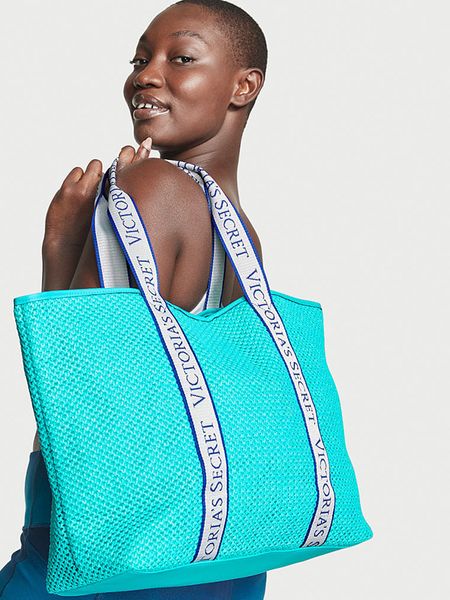 Сумка-шоппер Victoria’s Secret Bombshell Isle Crochet Straw Tote Bag Aqua Blue 26636263 фото