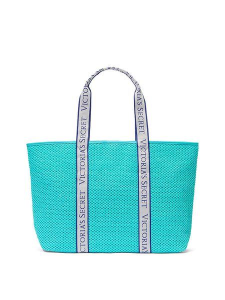 Сумка-шоппер Victoria’s Secret Bombshell Isle Crochet Straw Tote Bag Aqua Blue 26636263 фото