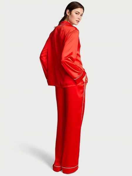 Піжама Сатинова  Victoria's Secret Glazed Satin Heart Long Pajama Set &mdash; основне фото товару, вигляд спереду