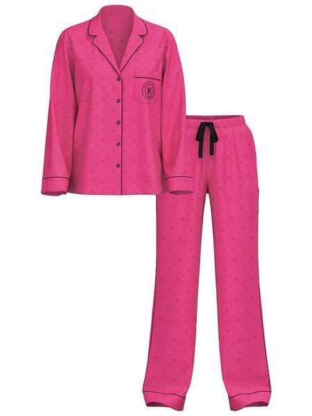 Піжама Сатинова Victoria's Secret Satin Dew Drop Heart Long Pajama Set &mdash; основне фото товару, вигляд спереду