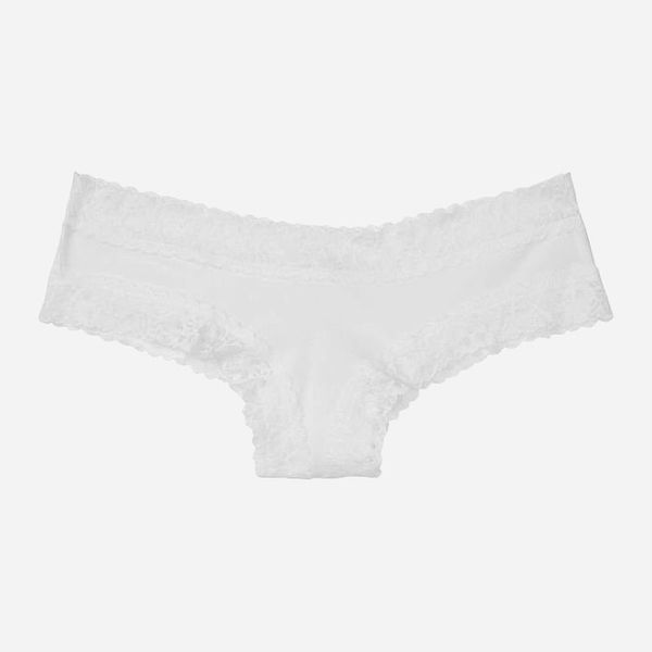 Бавовняні Трусики Victoria's Secret Lace-Waist Cotton Cheeky Panty Snow White 24470836 фото