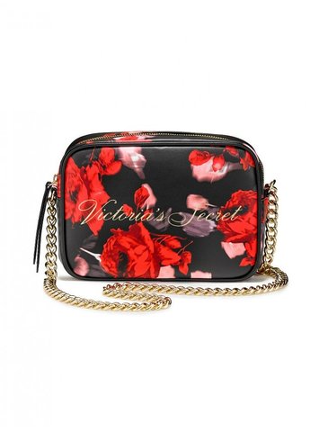 Сумка крос-боді Victoria's Secret Black Red Floral Crossbody Bag Purse 24637701 фото