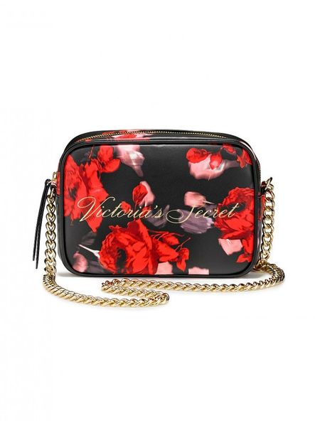 Сумка крос-боді Victoria's Secret Black Red Floral Crossbody Bag Purse 24637701 фото