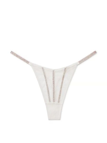 Трусики Victoria's Secret Sheer Shine Thong Panty White 26814470 фото