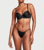 Трусики бікіні Victoria's Secret Lace-Trim String Bikini Panty Black  &mdash; основне фото товару, вигляд спереду