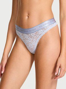 Трусики стрінги Victoria's Secret  Cotton Lacie Logo Thong Panty &mdash; основне фото товару, вигляд спереду