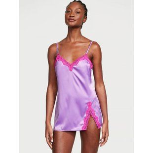 Пеньюар Victoria's Secret Tease Satin Lace-Trim Mini Slip Purple 26780597D фото