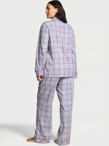 Фланелева піжама Victoria's Secret Flannel Long Pajama Set Blue &mdash; основне фото товару, вигляд спереду