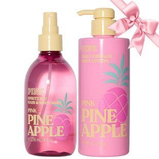 Подарунковий набір Victoria's Secret Pink Pineapple Daily Drench Body Lotion + Hair & Body Mist &mdash; основне фото товару, вигляд спереду