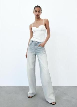 Жіночий корсетний боді Zara Satin Effect Bustier Corset Bodysuit White 3401\680\250 фото