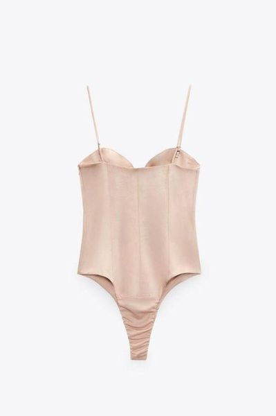 Жіночий корсетний боді Zara Satin Effect Bustier Corset Bodysuit Beige 3138\331\942 фото