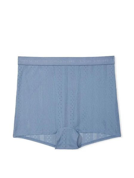 Хлопковые трусики шортики Victoria's Secret Logo Cotton Pointelle 26616611 фото