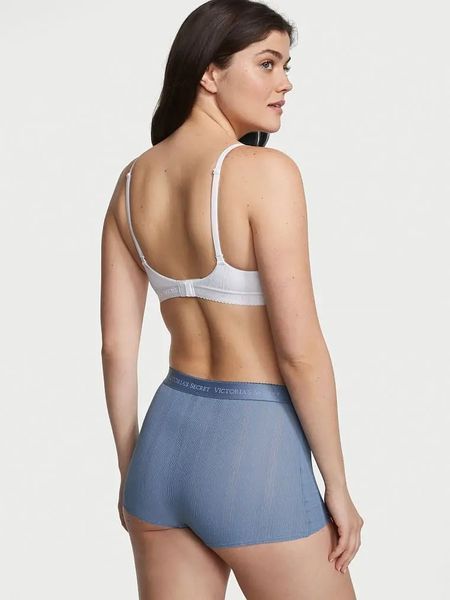 Хлопковые трусики шортики Victoria's Secret Logo Cotton Pointelle 26616611 фото