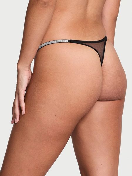 Трусики Victoria's Secret Sheer Shine Thong Panty Black 26814568 фото