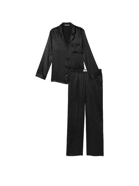 Піжама Victoria's Secret  Dew Drop Satin Long Pajama Set Black 26710184 фото