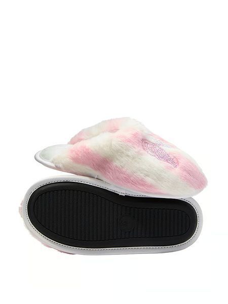 Капці домашні Victoria's Secret Luxe Plush Closed-Toe Slippers Heritage Stripe Diamante Angel Wings &mdash; основне фото товару, вигляд спереду