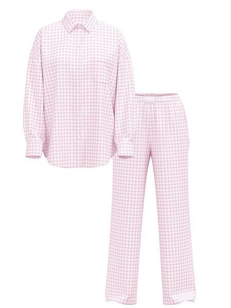 Піжама Модал-Коттон Victoria's Secret Modal-Cotton Gingham Long Pajama Set &mdash; основне фото товару, вигляд спереду