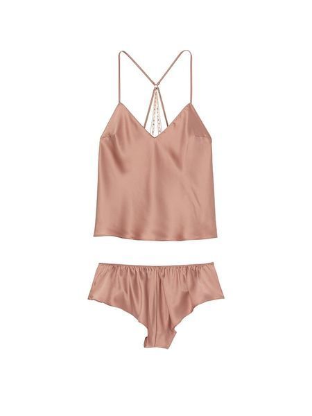 Піжама Victoria's Secret Almond Beige Nude Star Embroidery Chain Detail Cami Set  &mdash; основне фото товару, вигляд спереду