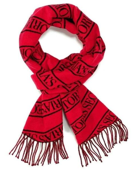 Шарф жіночий Victoria's Secret Scarf Logo Red Black Wrap Woven Fringe Cozy Winter  24583003 фото