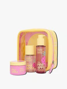 Подарунковий набір Victoria's Secret PINK Pineapple Let's Glow Away Shimmer Travel Set &mdash; основне фото товару, вигляд спереду