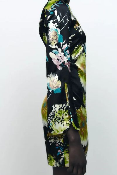 Сукня жіноча Zara Black Floral Printed Gathered Long Sleeve Mini Dress 7969\257\330 фото