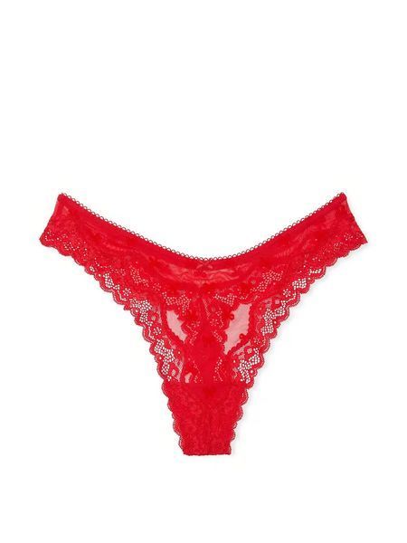 Трусики стрінги Victoria's Secret Tease Mesh Lace-Trim High-Leg Thong Panty &mdash; основне фото товару, вигляд спереду