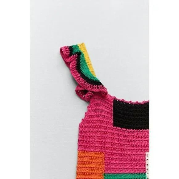 Сукня жіноча Zara Limited Edition Color Block Crochet Mini Dress Size Small 5330021 фото