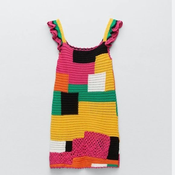 Сукня жіноча Zara Limited Edition Color Block Crochet Mini Dress Size Small 5330021 фото