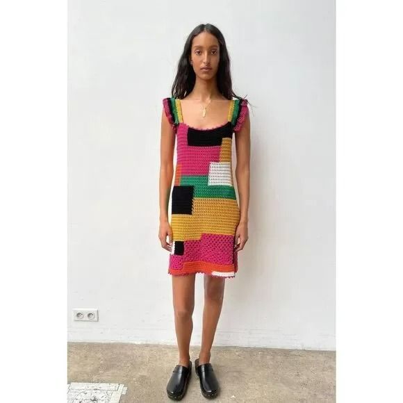 Сукня жіноча Zara Limited Edition Color Block Crochet Mini Dress Size Small 5330021 фото