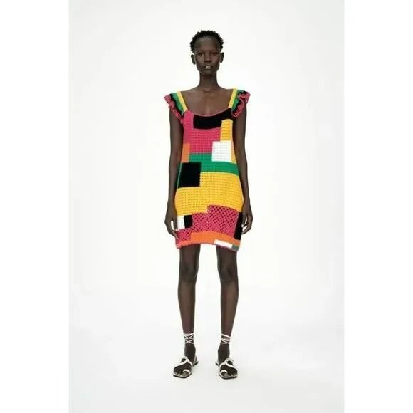 Сукня жіноча Zara Limited Edition Color Block Crochet Mini Dress Size Small 5330021 фото