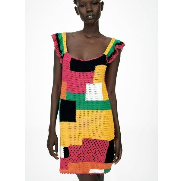 Сукня жіноча Zara Limited Edition Color Block Crochet Mini Dress Size Small 5330021 фото