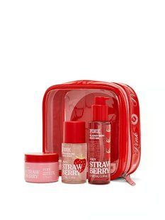 Подарунковий набір Victoria's Secret PINK Juicy Strawberry Let's Glow Away Shimmer Travel Set  &mdash; основне фото товару, вигляд спереду