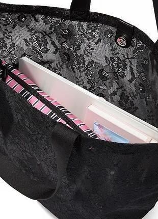 Сумка-шоппер Victoria's Secret Logo Black Lace Tote Bag 2026  &mdash; основне фото товару, вигляд спереду