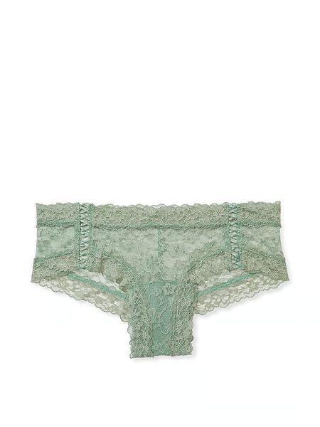 Мережевні Трусики Victoria's Secret Lace Cheeky Panty Seasalt Green &mdash; основне фото товару, вигляд спереду