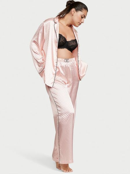 Піжама Victoria's Secret Dew Drop Satin Long Pajama Set Pink 26710674 фото