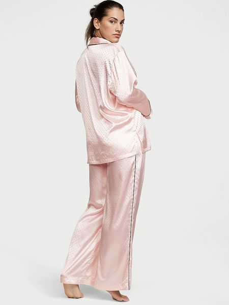 Піжама Victoria's Secret Dew Drop Satin Long Pajama Set Pink 26710674 фото