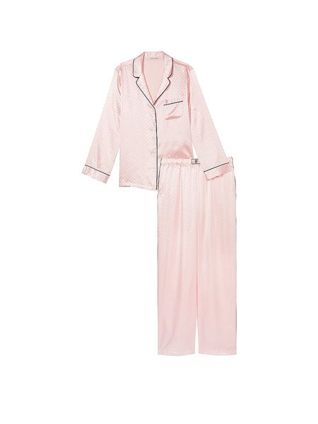 Піжама Victoria's Secret Dew Drop Satin Long Pajama Set Pink 26710674 фото