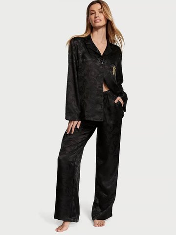 Піжама Victoria's Secret Satin Long Pajama Set Black Dragon 26720863 фото