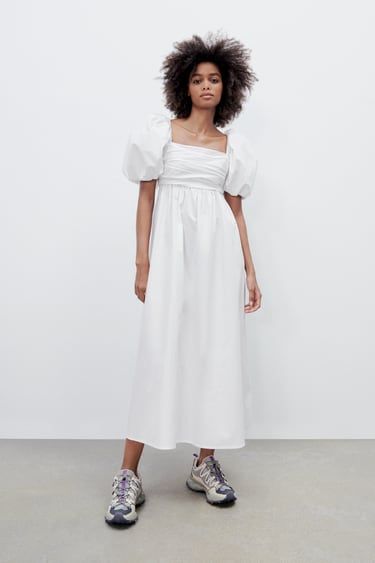 Сукня жіноча Zara Draped Poplin Dress in White 2399\210\250 фото