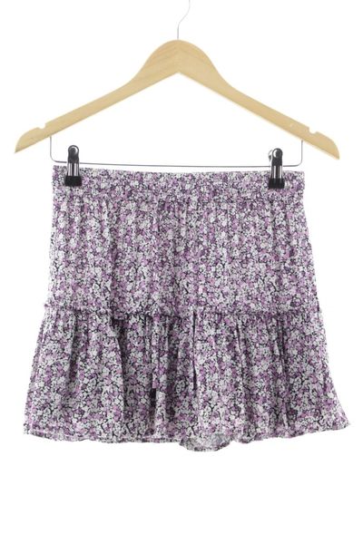 Спідниця - шорти Zara Skirt Womens Small Purple Floral Print Ruffle Tapered Flare Skirt 13155 фото