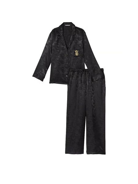 Піжама Victoria's Secret Satin Long Pajama Set Black Dragon 26720863 фото