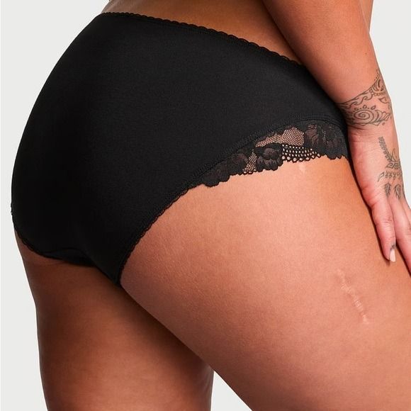 Трусики Victoria&rsquo;s Secret Stretch Cotton Lace-Trim Bikini Panty 26607394 фото
