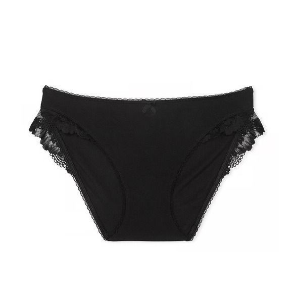 Трусики Victoria&rsquo;s Secret Stretch Cotton Lace-Trim Bikini Panty 26607394 фото