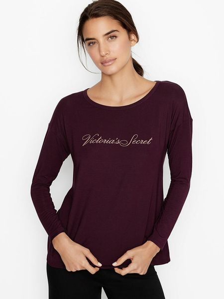 Кофта з відкритою спиною Victoria's Secret Supersoft Modal Wrap Top Burgundy  26183847 фото