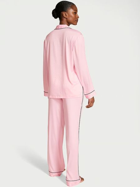 Піжама Сатинова Victoria's Secret Satin Shine Stripe Long Pajama Set &mdash; основне фото товару, вигляд спереду