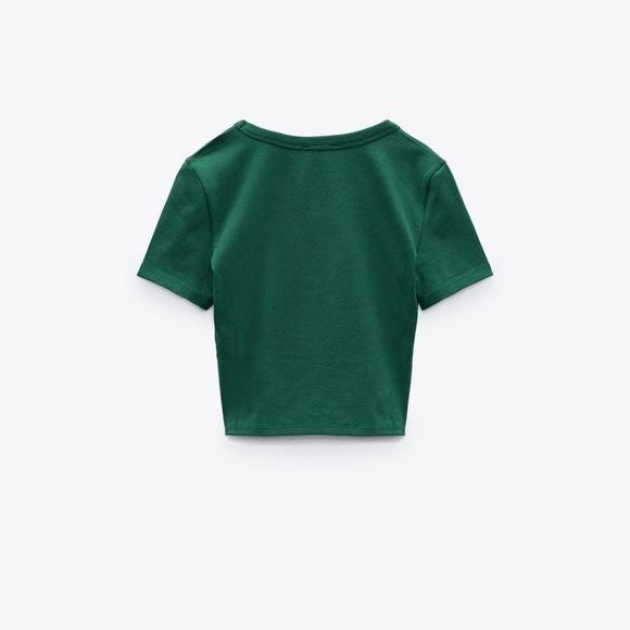 Футболка жіноча Zara T-SHIRT WITH RUCHING GREEN 0962\818\500 фото