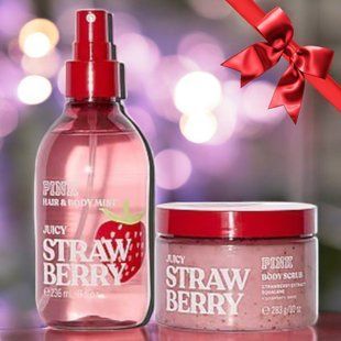 Набор Victoria's Secret Juicy Strawberry Fragrance Mist + Scrub 643/645 фото